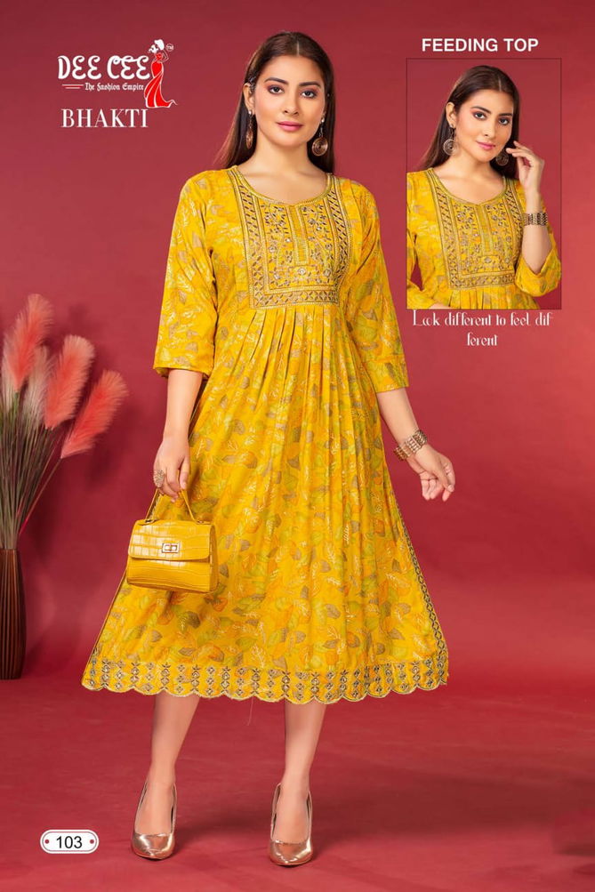 Bhakti By Deecee Rayon Feeding Printed Kurtis Catalog